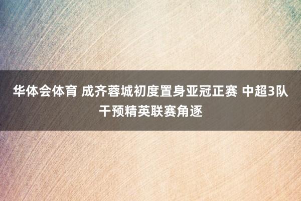 华体会体育 成齐蓉城初度置身亚冠正赛 中超3队干预精英联赛角逐