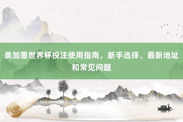 美加墨世界杯投注使用指南，新手选择、最新地址和常见问题